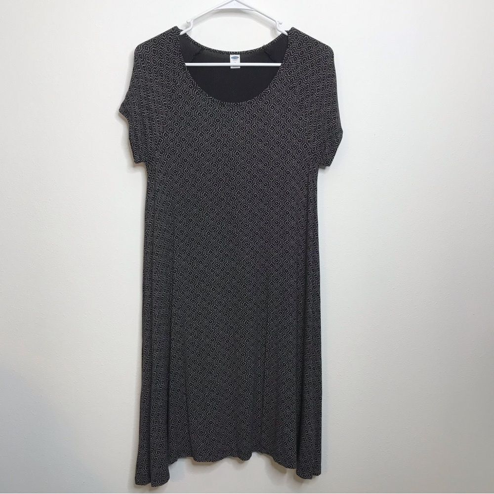 Old Navy Womens Black/White Short Sleeve Stretchy A-Line Dress Size Small